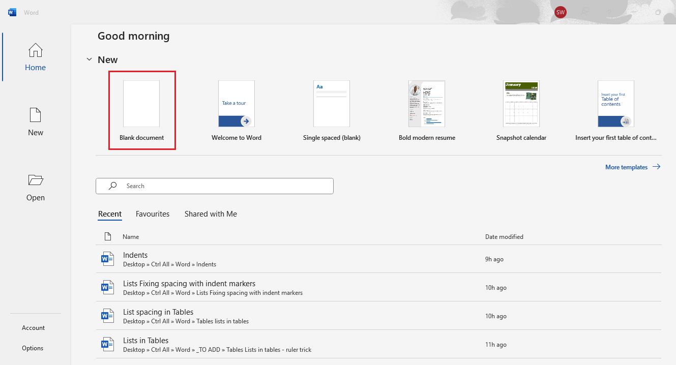 Initial interface